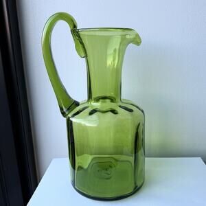 Blenko Glass #6511 Optic Pitcher Kiwi Green 10" Vintage 1965 Joel Myers